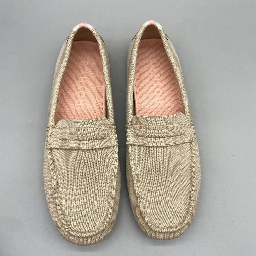 Rothys Womens 11 The Driver Loafers Flats Beige Knit Slip On Preppy Coastal Work
